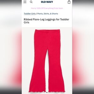 Old Navy Red Ribbed Flare-Leg Leggings for Toddler Girls Size 6T